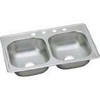 Elkay DSE233193  20 Gauge Stainless Steel 33" x 19" x 8" Double Bowl Top Mount Kitchen Sink