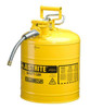 Justrite JUS7250220 AccuFlow 7250220 Type II Galvanized Steel Safety Can with 5/8" Flexible Spout, 5 Gallon Capacity, Yellow