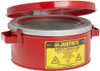 Justrite JUS10375 1 Gallon, 4 1/2" H, 9 3/8" O.D, 7 1/2" Diameter, Steel Red Safety Bench Can
