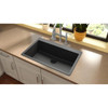 Elkay ELGR13322BK0 Quartz Classic 33" x 20.875" x 9.4375" Single Bowl Top Mount Kitchen Sink, Black