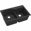 Elkay ELGH3322RBK0 Quartz Classic 33" x 22" x 10", Offset 60/40 Double Bowl Top Mount Sink with Aqua Divide, Black