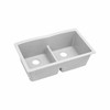 Elkay ELGDULB3322WH0 Quartz Classic 33" x 19" x 10", Equal Double Bowl Undermount Sink with Aqua Divide, White