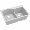 Elkay ELGH3322RWH0 Quartz Classic 33" x 22" x 10", Offset 60/40 Double Bowl Top Mount Sink with Aqua Divide, White