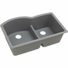 Elkay ELGHU3322RGS0 Quartz Classic 33" x 22" x 10", Offset 60/40 Double Bowl Undermount Sink with Aqua Divide, Greystone