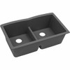 Elkay ELGDULB3322GY0 Quartz Classic 33" x 19" x 10", Equal Double Bowl Undermount Sink with Aqua Divide, Dusk Gray