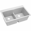 Elkay ELGDLB3322WH0 Quartz Classic 33" x 22" x 10", Equal Double Bowl Top Mount Sink with Aqua Divide, White