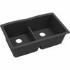 Elkay ELGDULB3322BK0 Quartz Classic 33" x 19" x 10", Equal Double Bowl Undermount Sink with Aqua Divide, Black