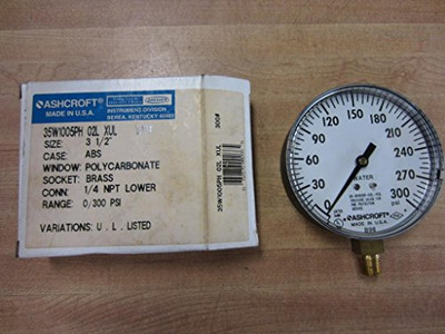 Ashcroft 35W1005PH02LXUL300 35W-1005-PH-02L-XUL-300 PRESSURE GAUGE 0-300PSI *NEW IN A BOX*