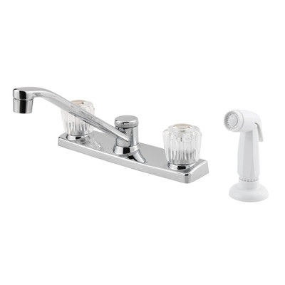 Pfister G135-4100 Pfirst Series 2-Handle Kitchen Faucet with White Side Spray, Polished Chrome