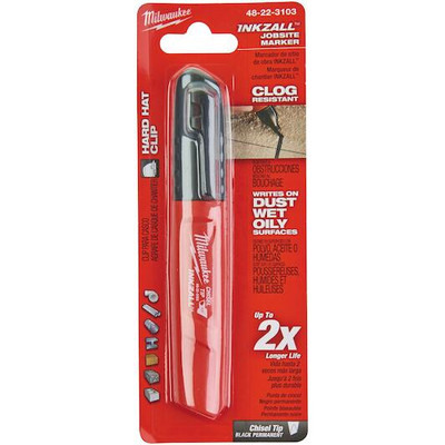 MILWAUKEE 1039271 Inkzall Chisel Tip Industrial Marker, Black, , 12 pack