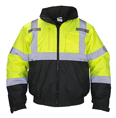 SAS Safety SAS-690-1510 Hi-Viz Class-3 Hooded Bomber Jacket, X-Large, Yellow.