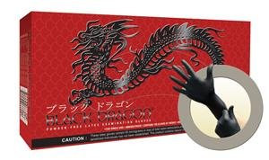 Microflex MFX-BD1004PF Black Dragon Latex Exam Glove, Powder Free, Polymer Coating, 9.6" Length, 4.7 mils Thick.