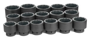 Grey Pneumatic GRY-9116 GRE 1" Drive 12 Point Fractional Impact Socket Set, 16 Piece (16 Piece 1" Drive 12 Point Fractional Impact Socket Set).