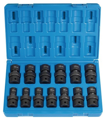 Grey Pneumatic GRY-1313UM () 1/2" Drive 13-Piece Standard Length Metric Universal Socket Set.