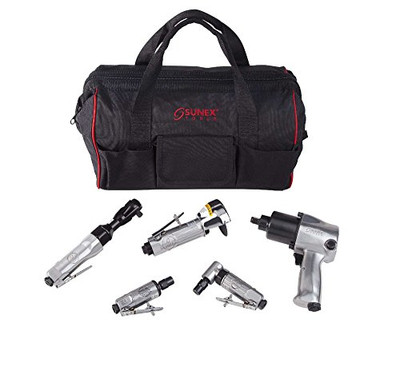 Sunex SUU-SX231PBAGPR Air Tool Kit with Gatemouth Bag, 5-Piece.