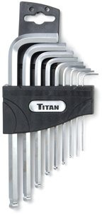 Titan TTN-12735 TIT 9 Piece SAE Detent Ball Hex Key Set.