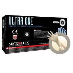 Microflex MFX-UL315L Ultra One UL-315 Off-White Large Latex Powder Free Disposable General Purpose & Examination Gloves - Medical Grade - Rough Finish - 11.8 in Length - UL-315-L [PRICE is per BOX].