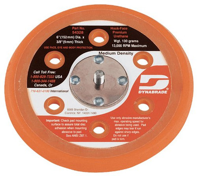 Dynabrade DYN-54328 6-Inch Hook-Face Short Nap Vacuum Disc Pad.