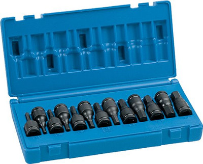 Grey Pneumatic GRY-1298HC (GRY) 13 Pc. 3/8" Dr. Metric and Fractional Hex Impact Driver Set.