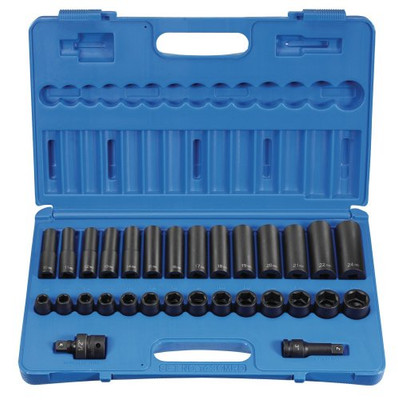 Grey Pneumatic GRY-1430MRD () 1/2" Drive 30-Piece Standard/Deep Metric Socket Set.