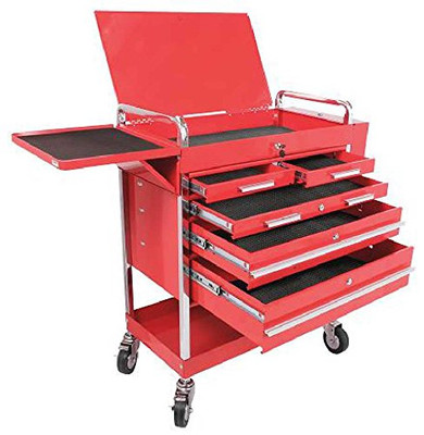 Sunex SUU-8045 Tools 27" Professional 5 Drawer Red Tool Cart w/ Locking Top.
