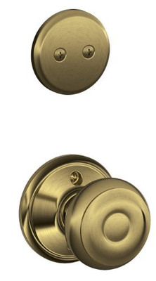 SCHLAGE F94GEO609 F94 GEO 609 Georgian Interior Dummy Handle, Antique Brass