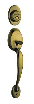 SCHLAGE F92PLY609 F92-PLY Plymouth Dummy Exterior Handleset from the F-Series, Antique Brass