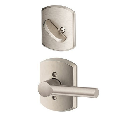 SCHLAGE F59BRW619GRW Lock Company Broadway Lever Single Cylinder Interior Pack with Decorative, Satin Nickel