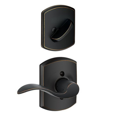 SCHLAGE F94ACC716GRWRH Lock Company Accent Right Handed Lever Dummy Interior Pack with Decora, Aged Bronze