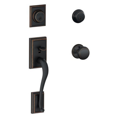 SCHLAGE F62ADD716AND F62-ADD-AND Addison Collection Double Cylinder Entrance Handleset with A, Aged Bronze