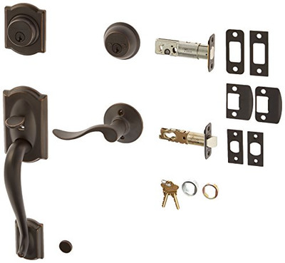 SCHLAGE F62CAM716ACCLH F62-CAM-ACC-LH Double Cylinder Sectional Handleset with Left Handed Acce, Aged Bronze