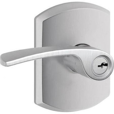 SCHLAGE F51AMER626GRW Lock Company Greenwich Deco Rose Entry Door Lock Satin Chrome