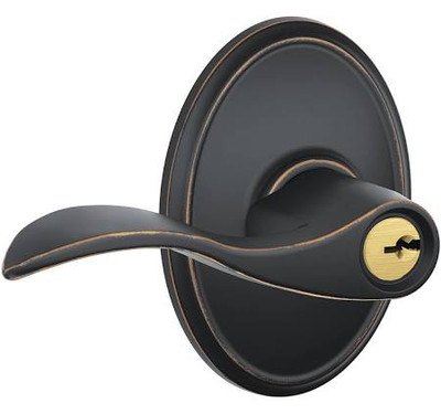 SCHLAGE F51ABRW716GRW F51A Broadway With Greenwich Rose Keyed Entry Lock C Keyway with 16211 Latch 10063 Strike Aged Bronze Finish
