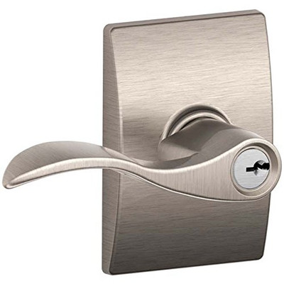 SCHLAGE F51AACC619CEN F51A Accent With Century Rose Keyed Entry Lock C Keyway with 16211 Latch 10063 Strike Satin Nickel Finish