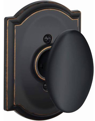 SCHLAGE F170SIE716CAM  Aged Bronze F Series Siena With Camelot Rose Half Dummy Function - Dummy Trim for One Side of Door ANSI A156.2 Grade 2 Lifetime Mechanical & Finish Warranty Reversible Handing