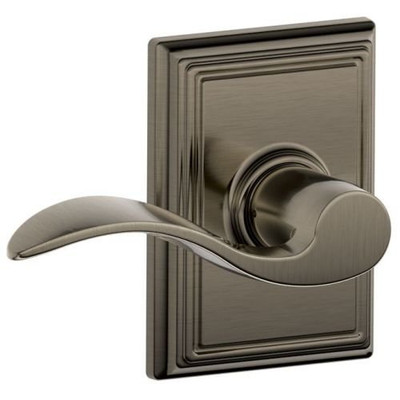 SCHLAGE F10ACC620ADD F10-ACC-ADD Passage Accent Door Leverset with the Decorative Addison Ros, Antique Pewter