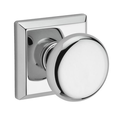 Baldwin PVROUTSR260  Reserve Privacy Round with Traditional Square Rose in Bright Chrome Finish