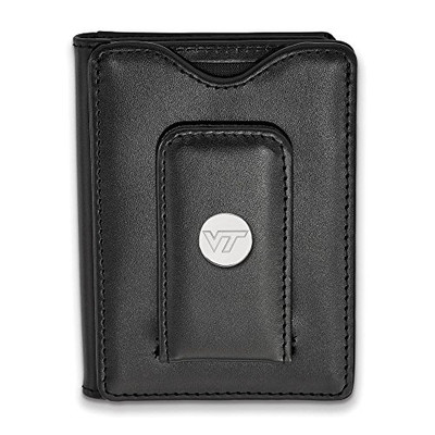LogoArt SS071VTE-W1 Sterling Silver LogoArt Virginia Tech Black Leather Wallet