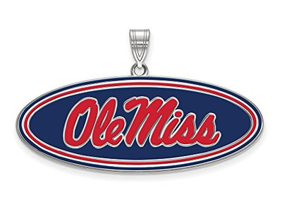 LogoArt SS032UMS Sterling Silver LogoArt University of Mississippi Large Enamel Pendant