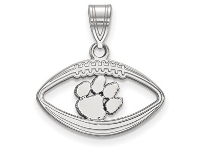 LogoArt SS018CU Clemson Pendant in Football (Sterling Silver).