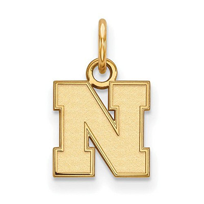 LogoArt GP083UNE NCAA Nebraska Cornhuskers 3/8 XS Gold Plated Sterling Silver N Pendant, One Size