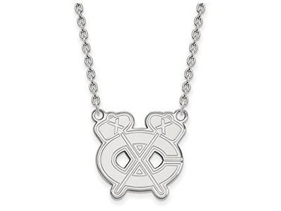 LogoArt SS041BLA-18 Chicago Blackhawks Large (3/4 Inch) Pendant w/ Necklace (Sterling Silver)