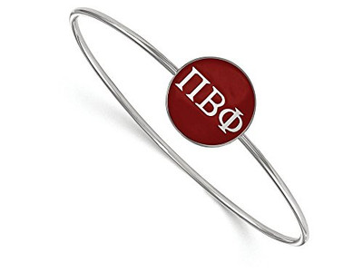 LogoArt SS024PBP-7 Sterling Silver LogoArt Pi Beta Phi Enameled Slip-on Bangle