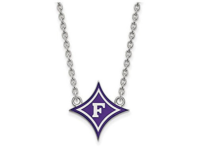 LogoArt SS023FUU-18 Sterling Silver LogoArt Furman University Large Enamel Pendant w/Necklace