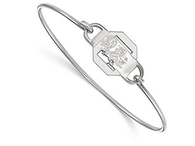 LogoArt SS022USO-7 Sterling Silver LogoArt University of South Carolina Small Ctr Wire Bangle