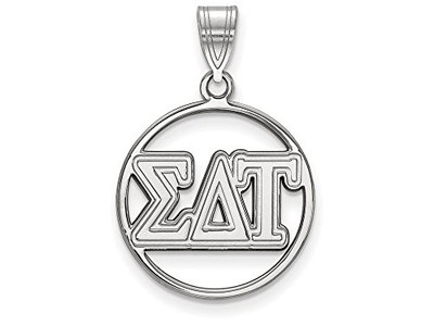 Sororities SS011SDT Sterling Silver LogoArt Sigma Delta Tau Small Circle Pendant