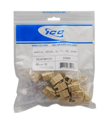 ICC IC1076FCIV Module- Voice- Rj-11- Hd- 25Pk Ivory.