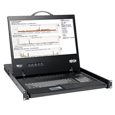 Tripp Lite B040-016-19 16 Port VGA KVM Console w 19in LCD Monitor Keyboard Touchpad.