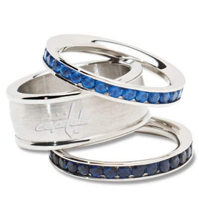 Logo Art CAP035CR-SZ7 Washington Capitals WASHINGTON CAPITALS TEAM LOGO CRYSTAL STACKED RING SET SZ 7