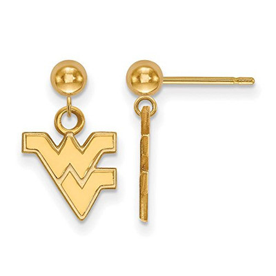 LogoArt GP010WVU Sterling Silver w/GP LogoArt West Virginia University Earrings Dangle Ball